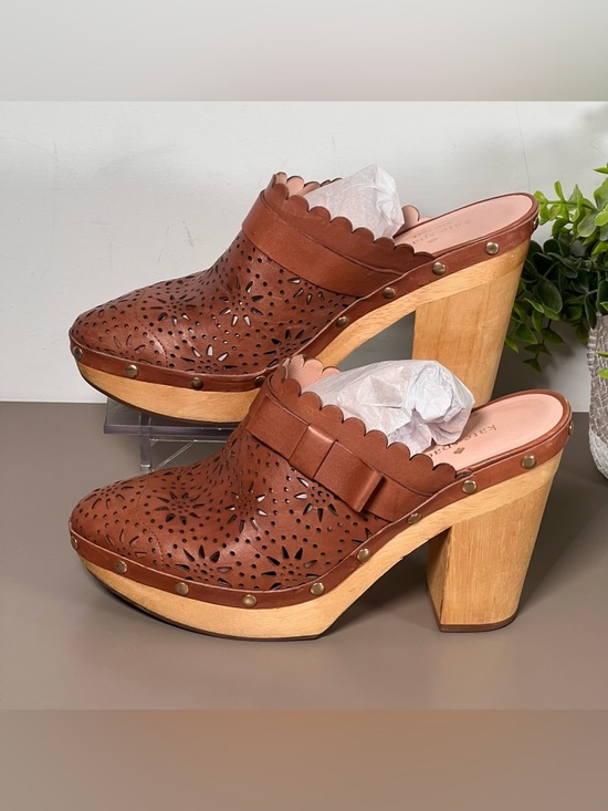 kate spade Shoes - Kate Spade Cala Brown Leather Heel Clogs Women’s Size 9